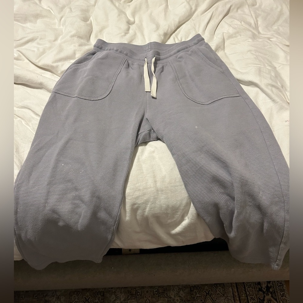 Madewell Periwinkle Waffle-Knit wide-leg lounge pants